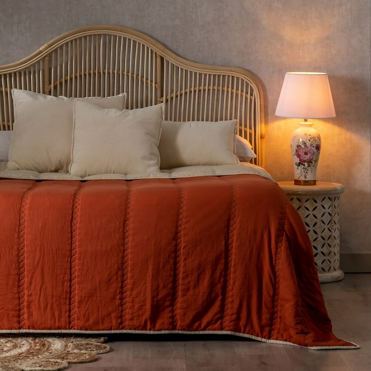 Bedspread (quilt) Beige Dark Red 180 x 260 cm