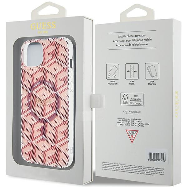 Guess GUHMP15SHGCUSTGP Apple iPhone 15 / 14 hardcase IML GCube MagSafe pink