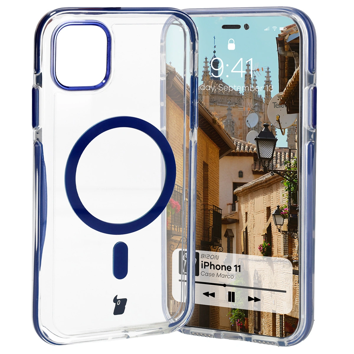 Bizon Case Marco Apple iPhone 11 clear with blue frame