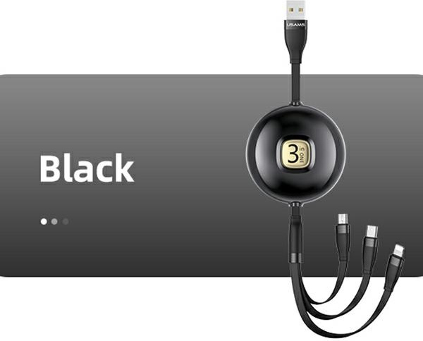 USAMS Cable U69 3in1 1m black (Lightning/microUSB/USB-C) SJ508USB01 (US-SJ508)