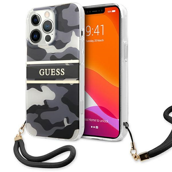 Guess GUHCP13LKCABBK Apple iPhone 13 Pro black hardcase Camo Strap Collection