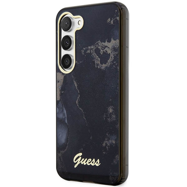 Guess GUHCS23SHTMRSK Samsung Galaxy S23 black hardcase Golden Marble Collection