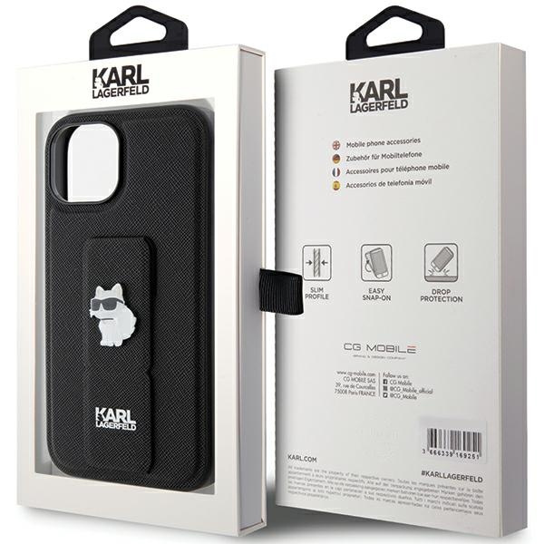 Karl Lagerfeld KLHCP15SGSACHPK iPhone 15 czarny/black hardcase Gripstand Saffiano Choupette Pins