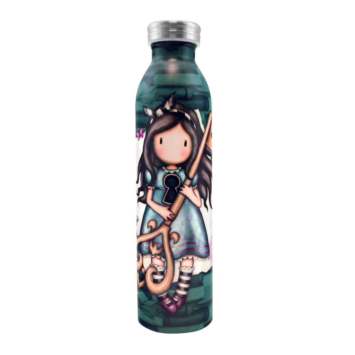 Water bottle Gorjuss Curiosity Grey Metal Green (600 ml)