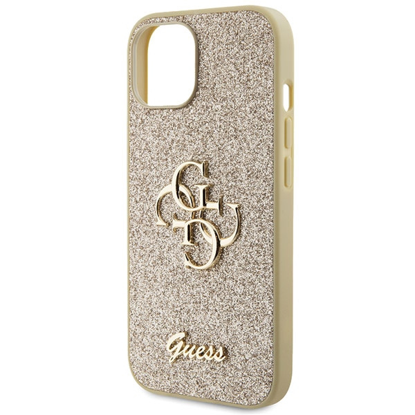 Guess GUHCP15SHG4SGD Apple iPhone 15 hardcase Glitter Script Big 4G gold