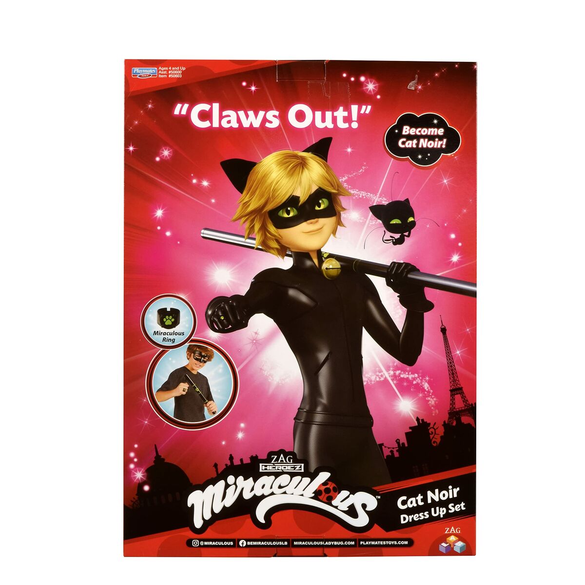 Costume for Children Miraculous: Tales of Ladybug & Cat Noir Transformation Set - Cat Noir 4 Pieces Black Multicolour