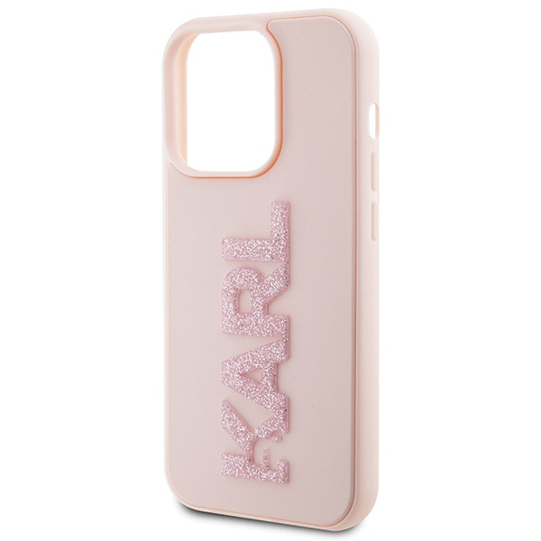 Karl Lagerfeld KLHCP15X3DMBKCP Apple iPhone 15 Pro Max hardcase 3D Rubber Glitter Logo pink