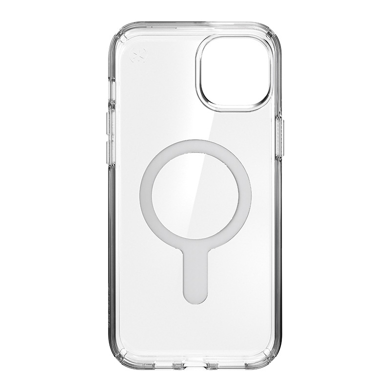 Speck Presidio Perfect-Clear ClickLock MagSafe Apple iPhone 15 Plus (Clear/Chrome Finish/Serene Silver)