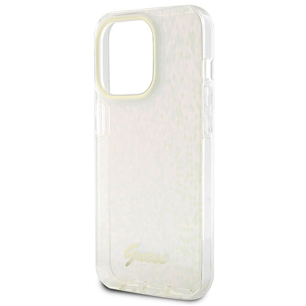 Guess GUHCP15XHDECMP Apple iPhone 15 Pro Max hardcase IML Faceted Mirror Disco Iridescent pink