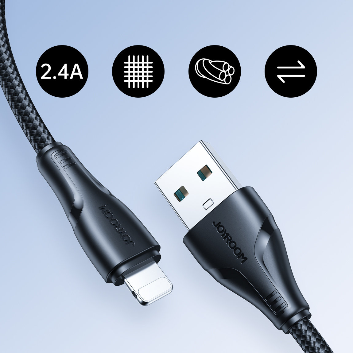 Cable Joyroom Surpass Series USB-A/Lightning 2.4A 2m black