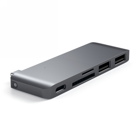 Satechi Type-C USB Pass-through hub for mobile devices USB-C, 60W, 2x USB-A, micro/SD card reader space gray