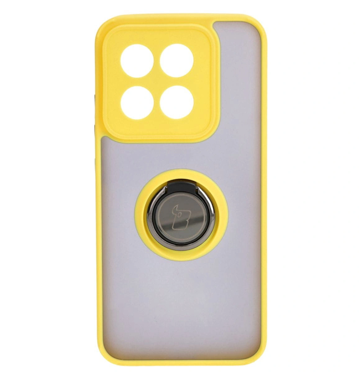 Bizon Case Hybrid Ring Xiaomi 14 smoky with a yellow frame
