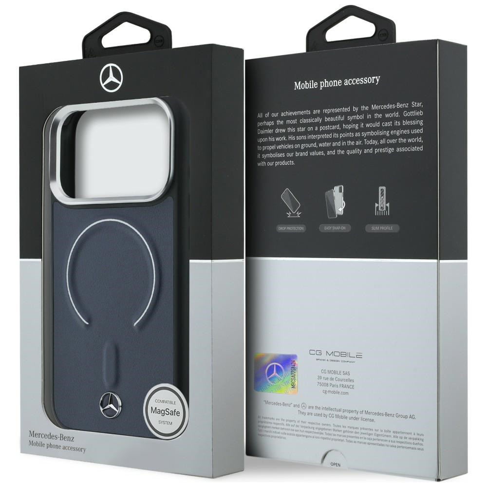 Etui Mercedes Leather 3D MagSafe do Apple iPhone 17 Pro granatowy