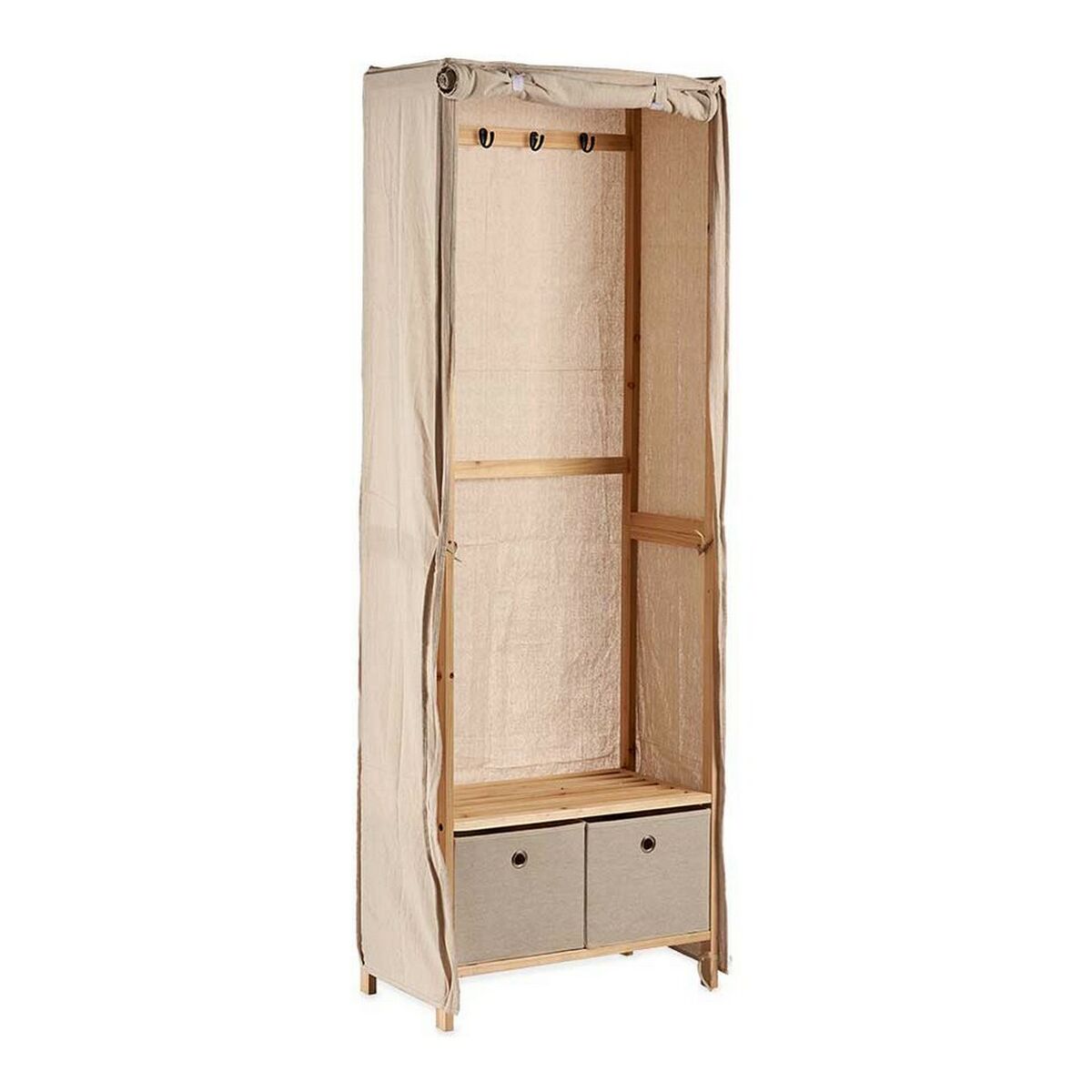 Garderobe Beige Holz Stoff (31,5 x 58 x 168 cm)