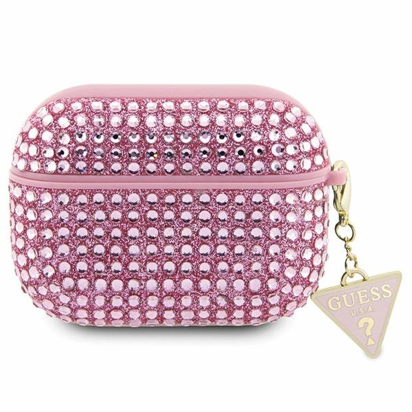 Guess GUAPHDGTPP Apple AirPods Pro cover pink Rhinestone Triangle Charm