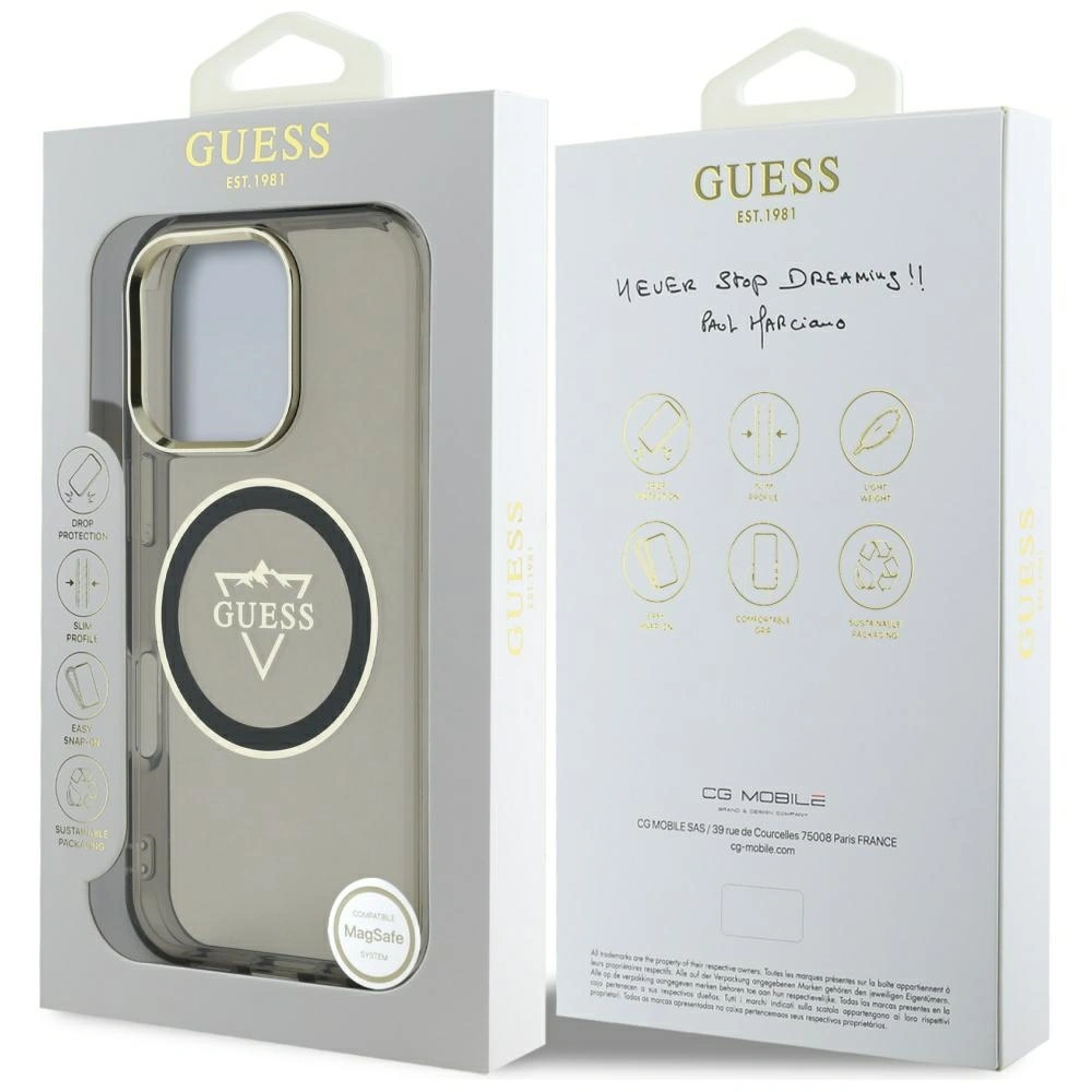Guess IML Metal Mountain Logo MagSafe Apple iPhone 16 Pro Max black