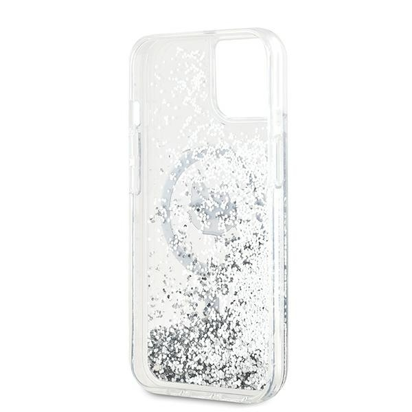 Karl Lagerfeld KLHMP14SLGCHSGH Apple iPhone 15 / 14 / 13 hardcase Liquid Glitter Choupette Head Magsafe transparent