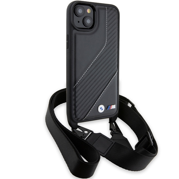 BMW BMHCP15S23PSCCK Apple iPhone 15 / 14 / 13 hardcase M Edition Carbon Stripe & Strap black