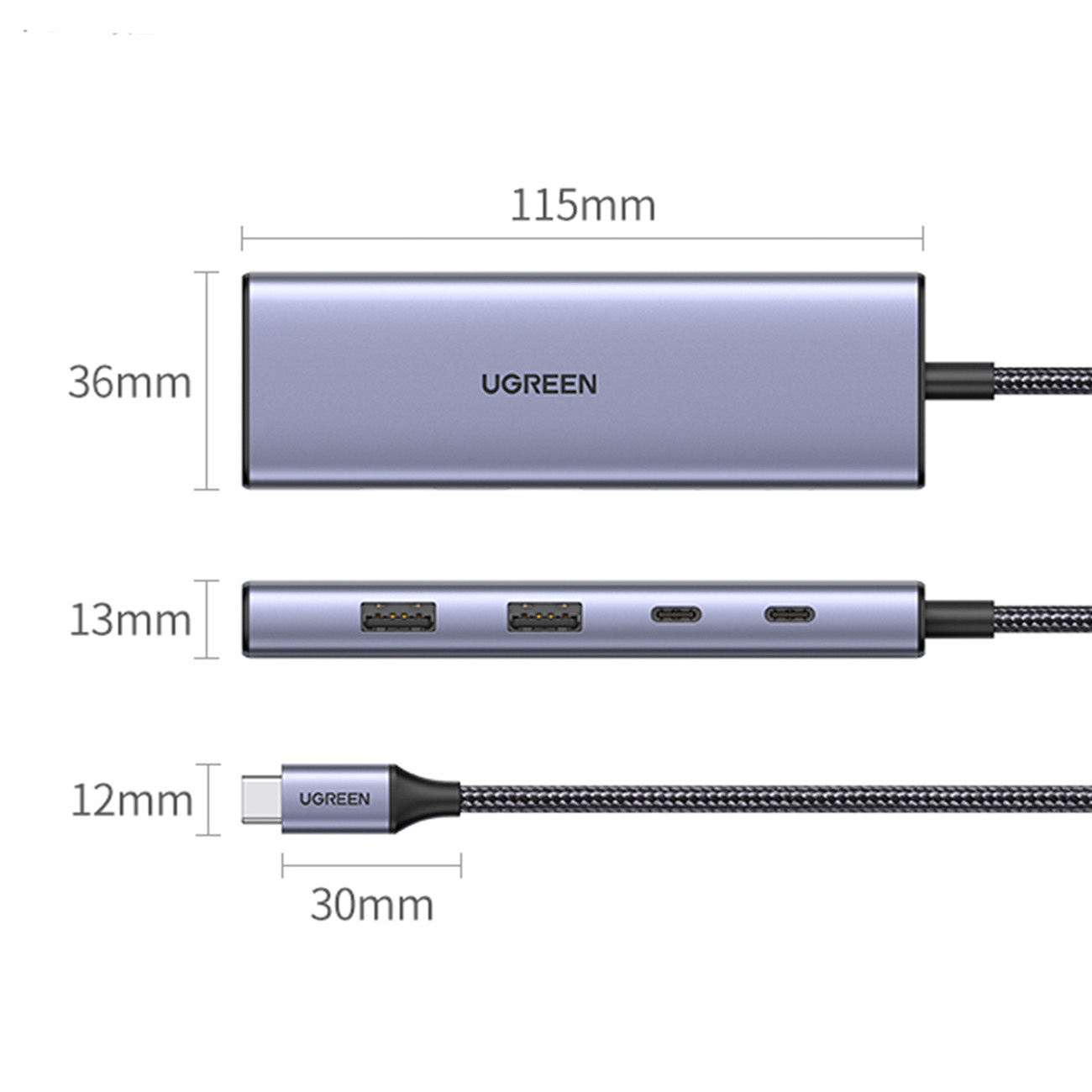 UGREEN CM500 HUB USB-C/HDMI - 2x USB-C - 2x USB-A gray