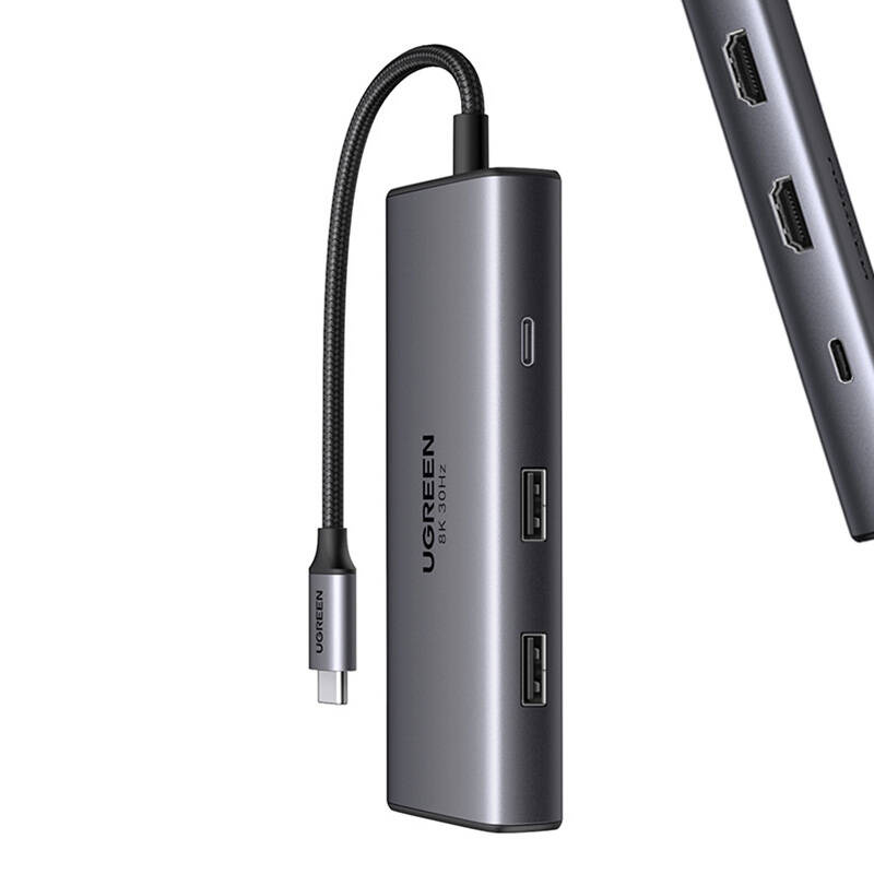 UGREEN CM498 6in1 adapter USB-C / 2x USB-A 3.0, USB-C 3.0, 2xHDMI, PD