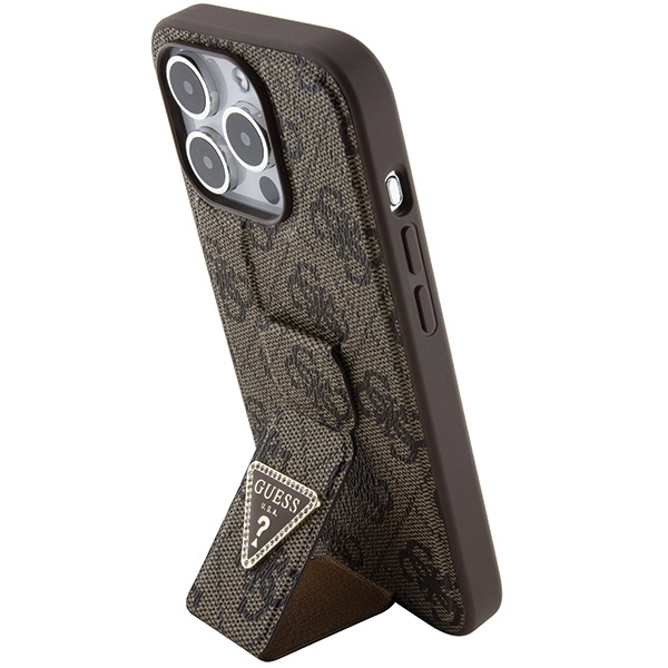 Guess GUHCP15XPGS4TDW iPhone 15 Pro Max brązowy/brown hardcase Grip Stand 4G Triangle Strass