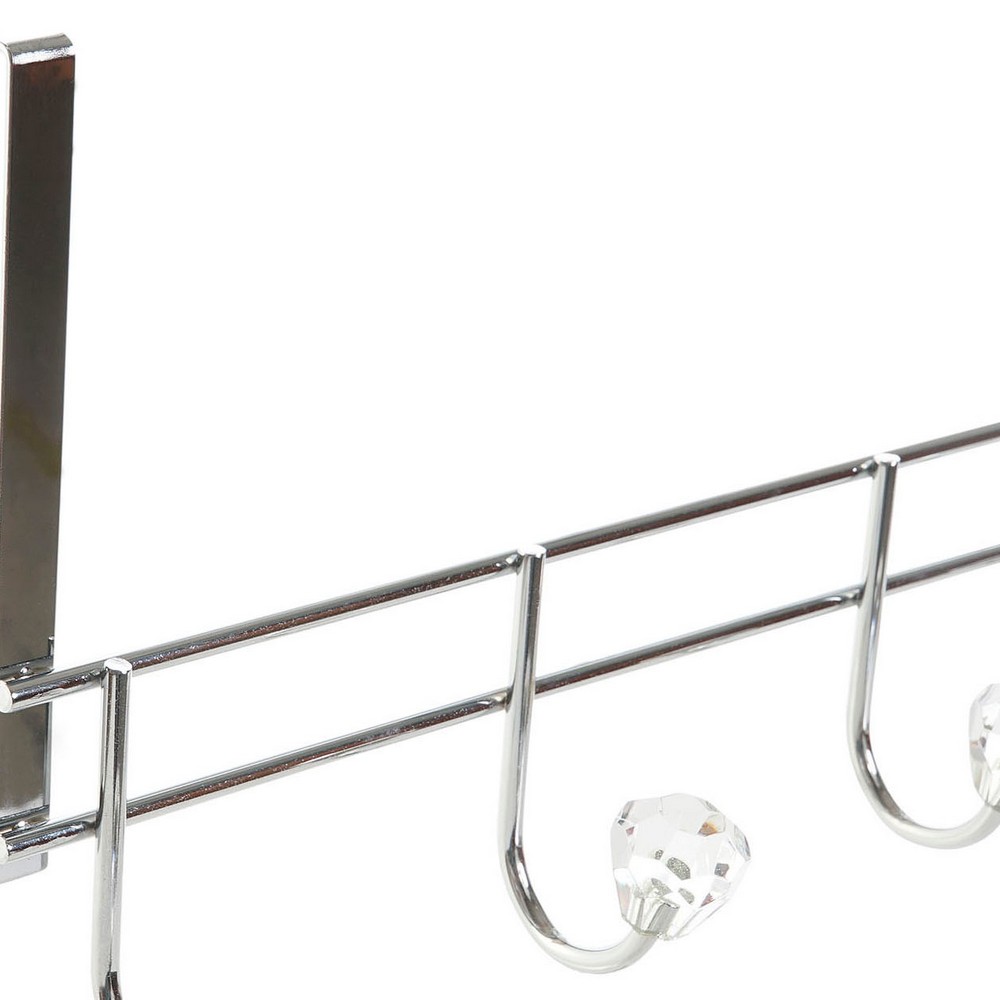 Door Coat Rack DKD Home Decor 8424001835256 47 x 10 x 22 cm Silver Metal Transparent