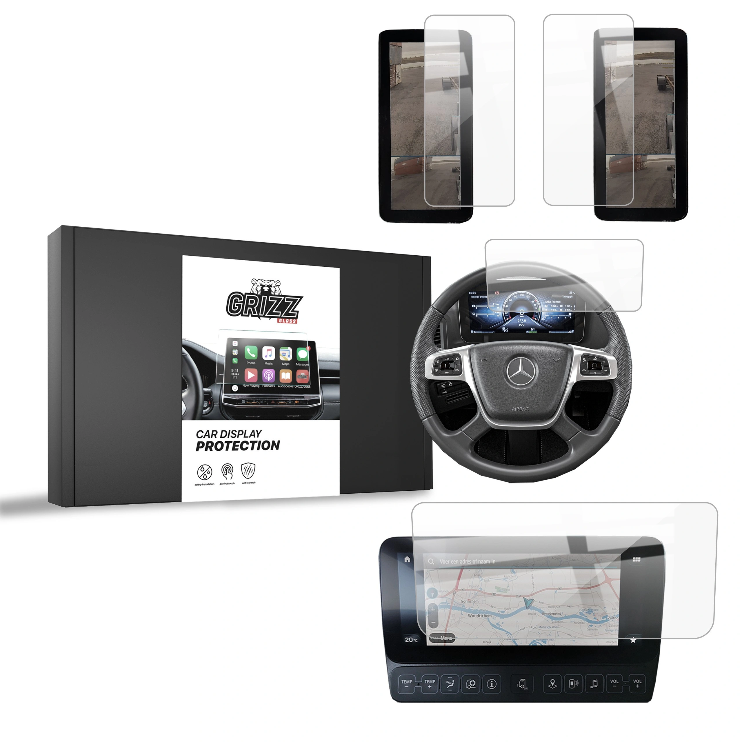 Ceramic GrizzGlass CarDisplay Protection Mercedes Arocs 2019-2024 [4in1]