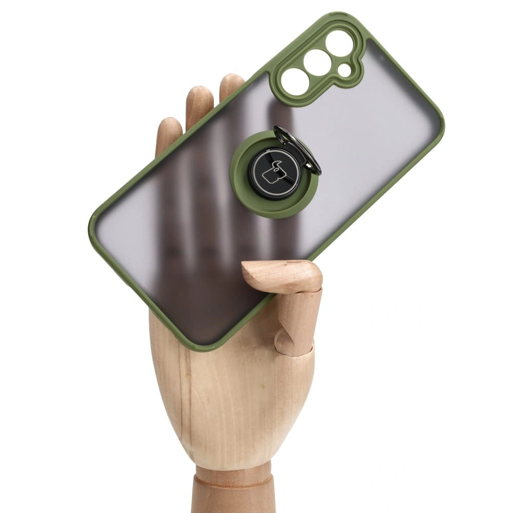 Bizon Case Hybrid Ring Samsung Galaxy A24 4G smoky with a green frame
