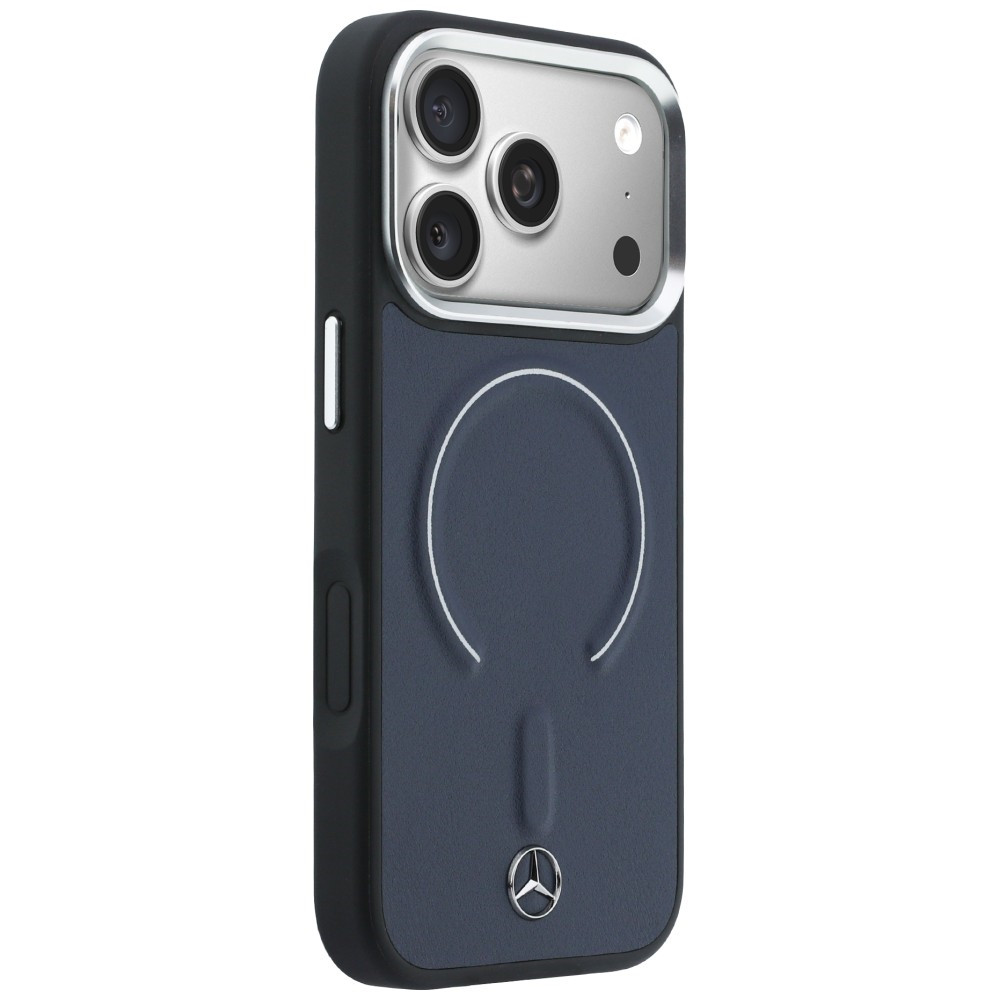 Etui Mercedes Leather 3D MagSafe do Apple iPhone 17 Pro granatowy