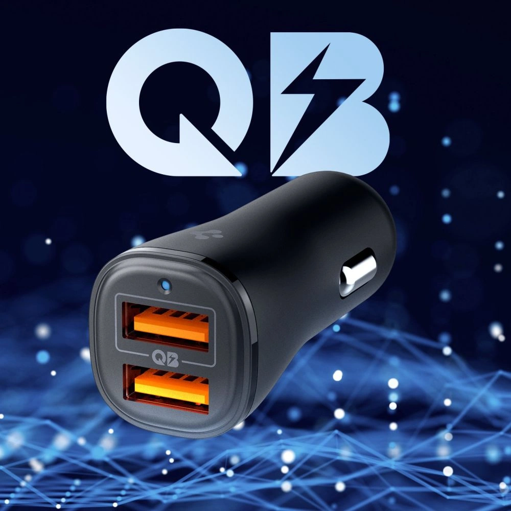 Spigen Essential EV302 2-port USB-A Car Charger 30W Black