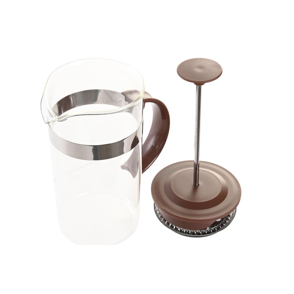 Cafetière with Plunger DKD Home Decor 16 x 9 x 18,5 cm Brown Transparent Stainless steel 350 ml Borosilicate Glass