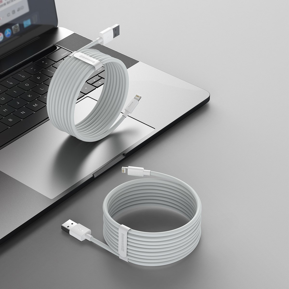 Baseus Simple Wisdom USB-A/Lightning Cable 2.4A, 1.5m (white) [2 PACK]