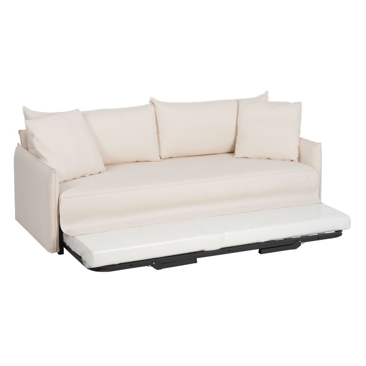 Sofabed 200 x 94 x 86 cm Synthetic Fabric Cream