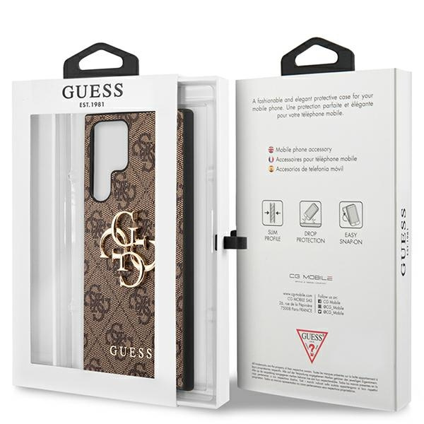 Guess GUHCS23L4GMGBR Samsung Galaxy S23 Ultra brown hardcase 4G Big Metal Logo