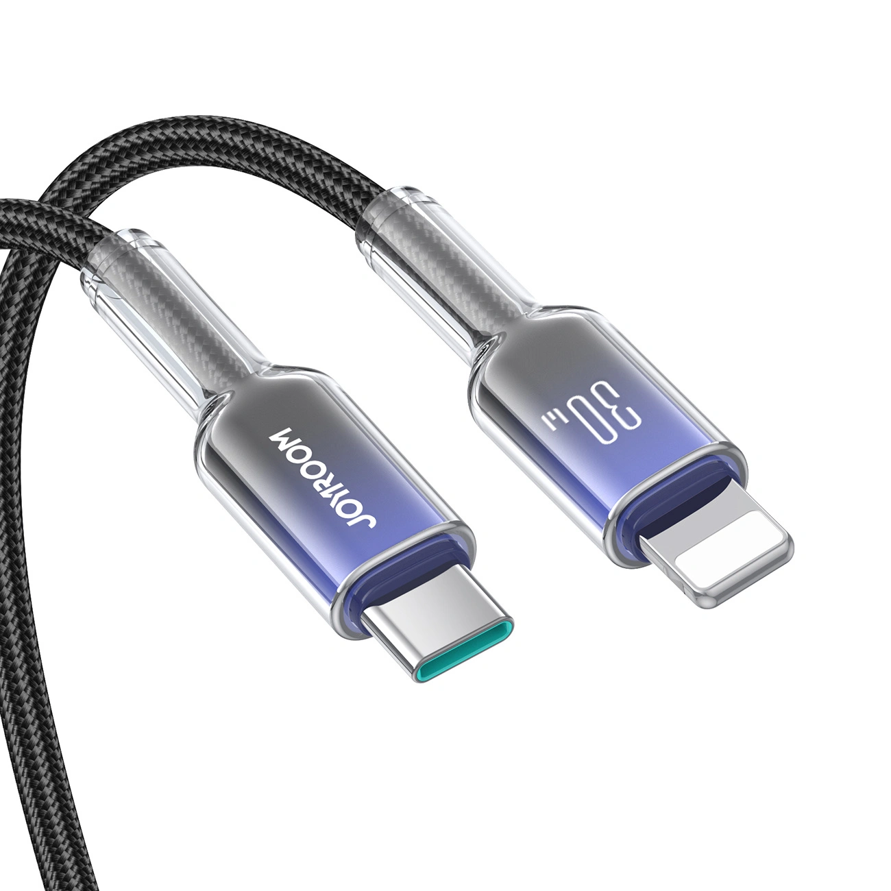 Joyroom S-A42 Crystal-Clear Series 30W USB-C / Lightning cable 1.2m black