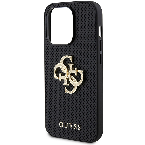 Guess GUHCP15XPSP4LGK iPhone 15 Pro Max czarny/black hardcase Leather Perforated 4G Glitter Logo