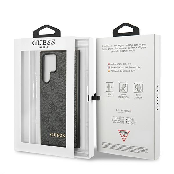 Guess GUHCS22LG4GFGR Samsung Galaxy S22 Ultra grey hard case 4G Metal Gold Logo