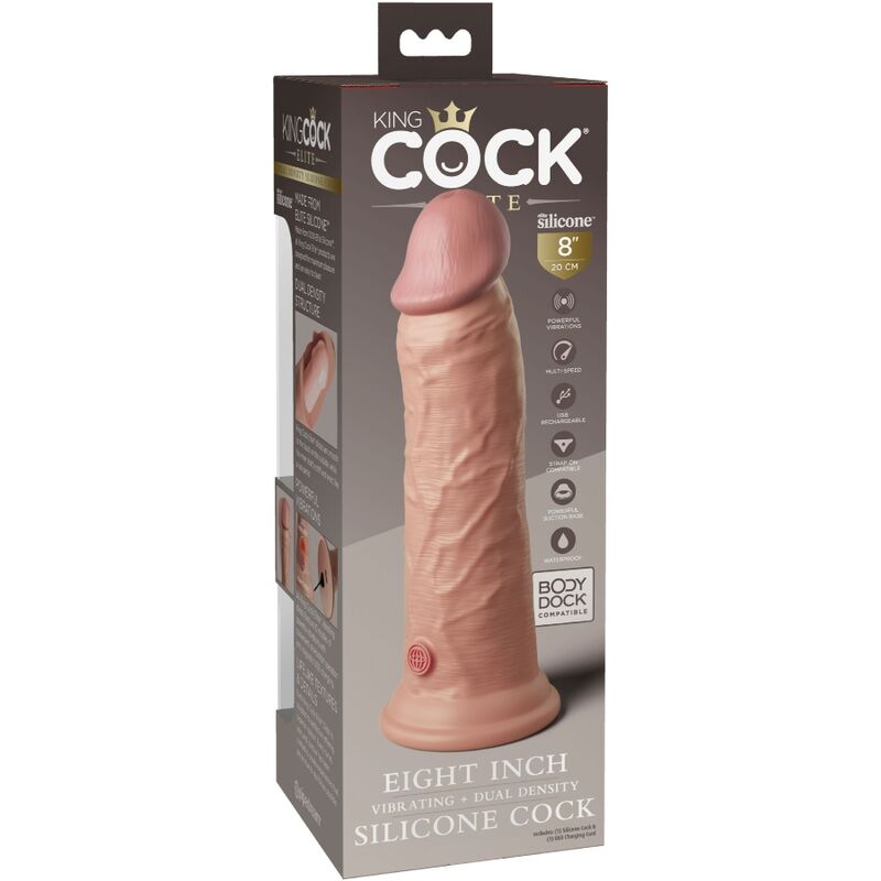 KING COCK ELITE - REALISTIC DILDO VIBRATING & SILICONE 20.3 CM