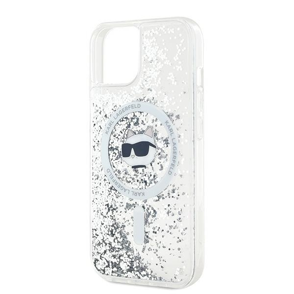 Karl Lagerfeld KLHMP14SLGCHSGH Apple iPhone 15 / 14 / 13 hardcase Liquid Glitter Choupette Head Magsafe transparent