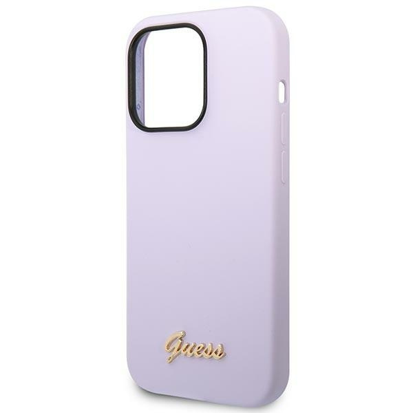 Guess GUHCP14XSLSMU Apple iPhone 14 Pro Max purple hard case Silicone Vintage Gold Logo
