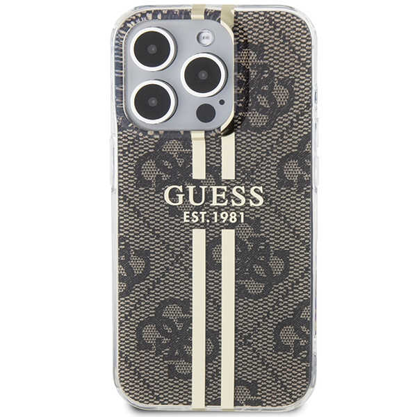 Guess GUHCP15XH4PSEGW Apple iPhone 15 Pro Max hardcase IML 4G Gold Stripe brown