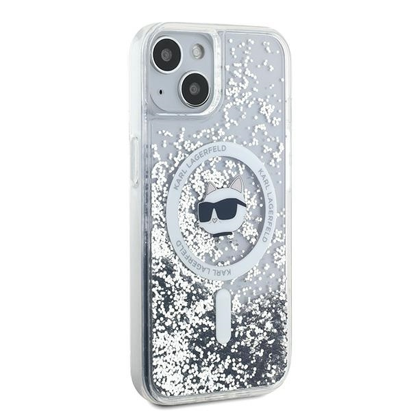 Karl Lagerfeld KLHMP14SLGCHSGH Apple iPhone 15 / 14 / 13 hardcase Liquid Glitter Choupette Head Magsafe transparent