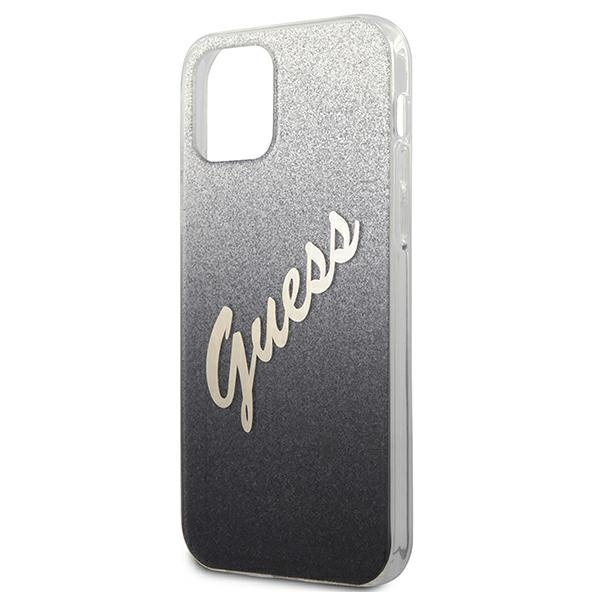 Guess GUHCP12SPCUGLSBK Apple iPhone 12 mini black hardcase Glitter Gradient Script