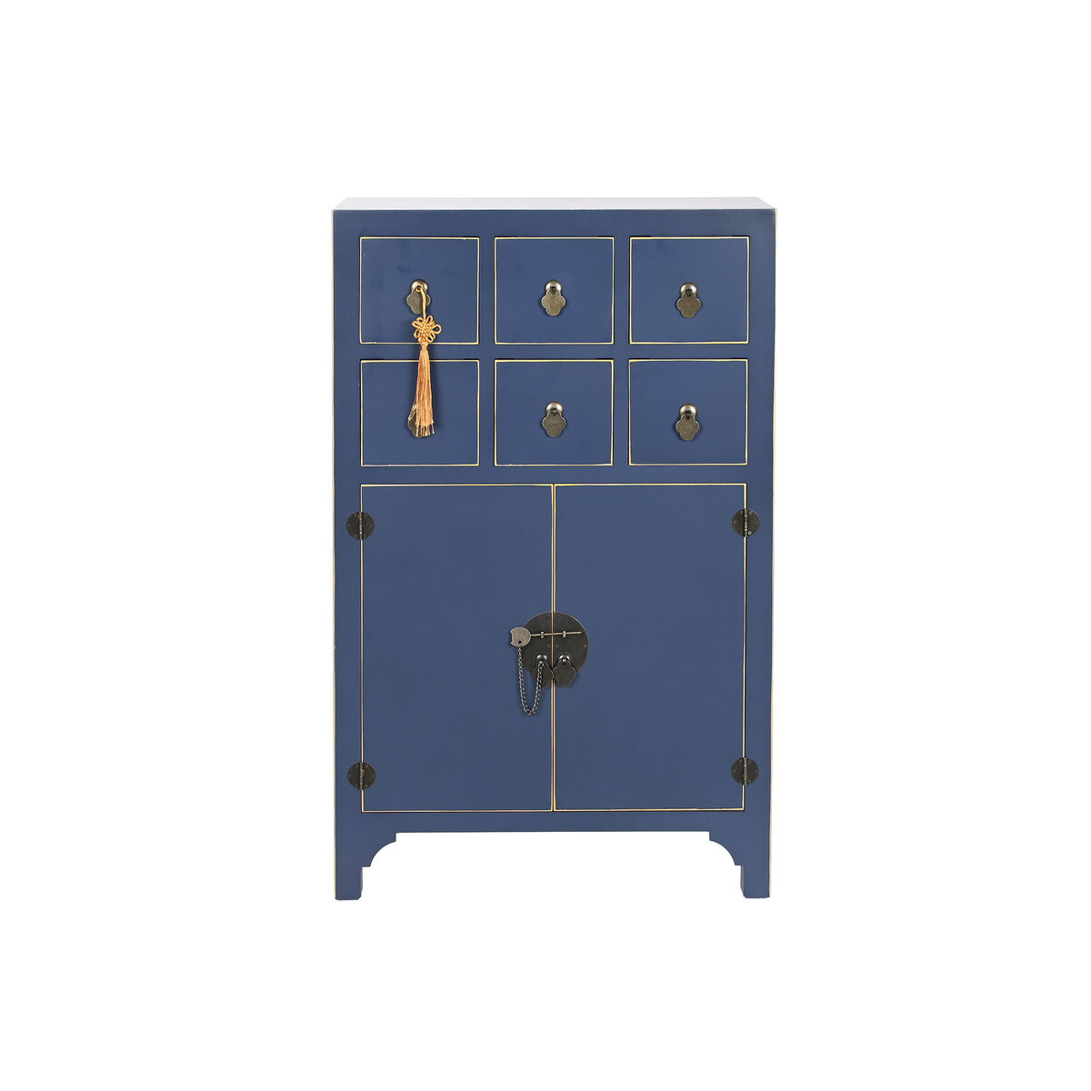 Chest of drawers DKD Home Decor Blue Golden Fir MDF Wood Oriental 63 x 27 x 101 cm