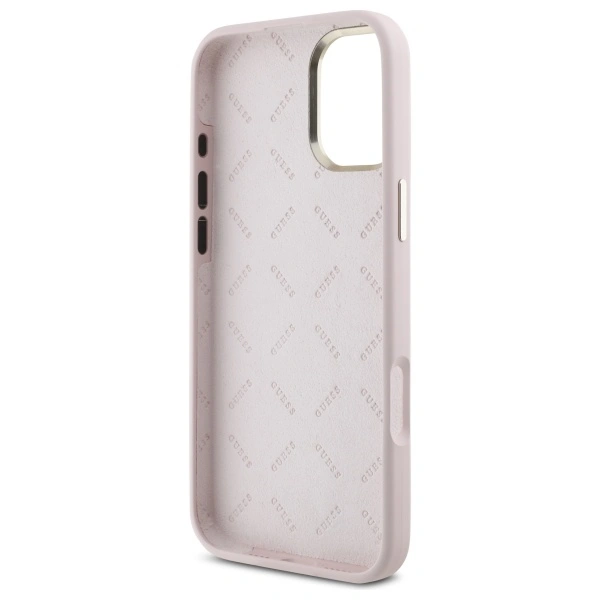 Guess GUHCP16MSMBSLP Apple iPhone 16 Plus hardcase Silicone Script Metal Logo & Frame pink