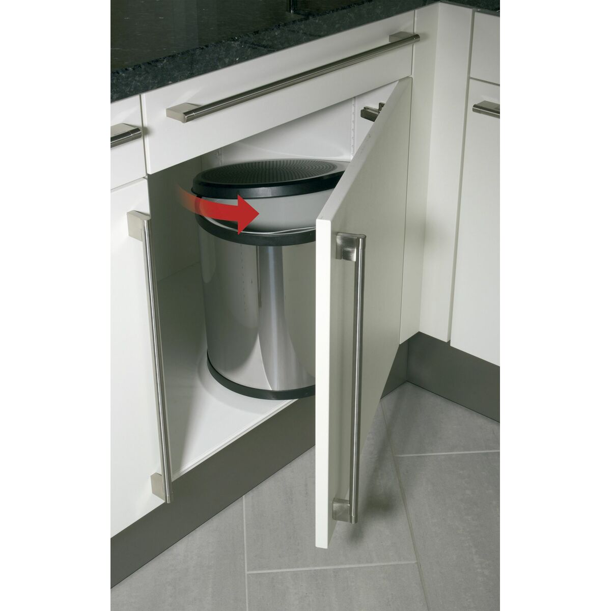 Waste bin Hailo Compact-Box Steel 15 L Black Grey Integrable