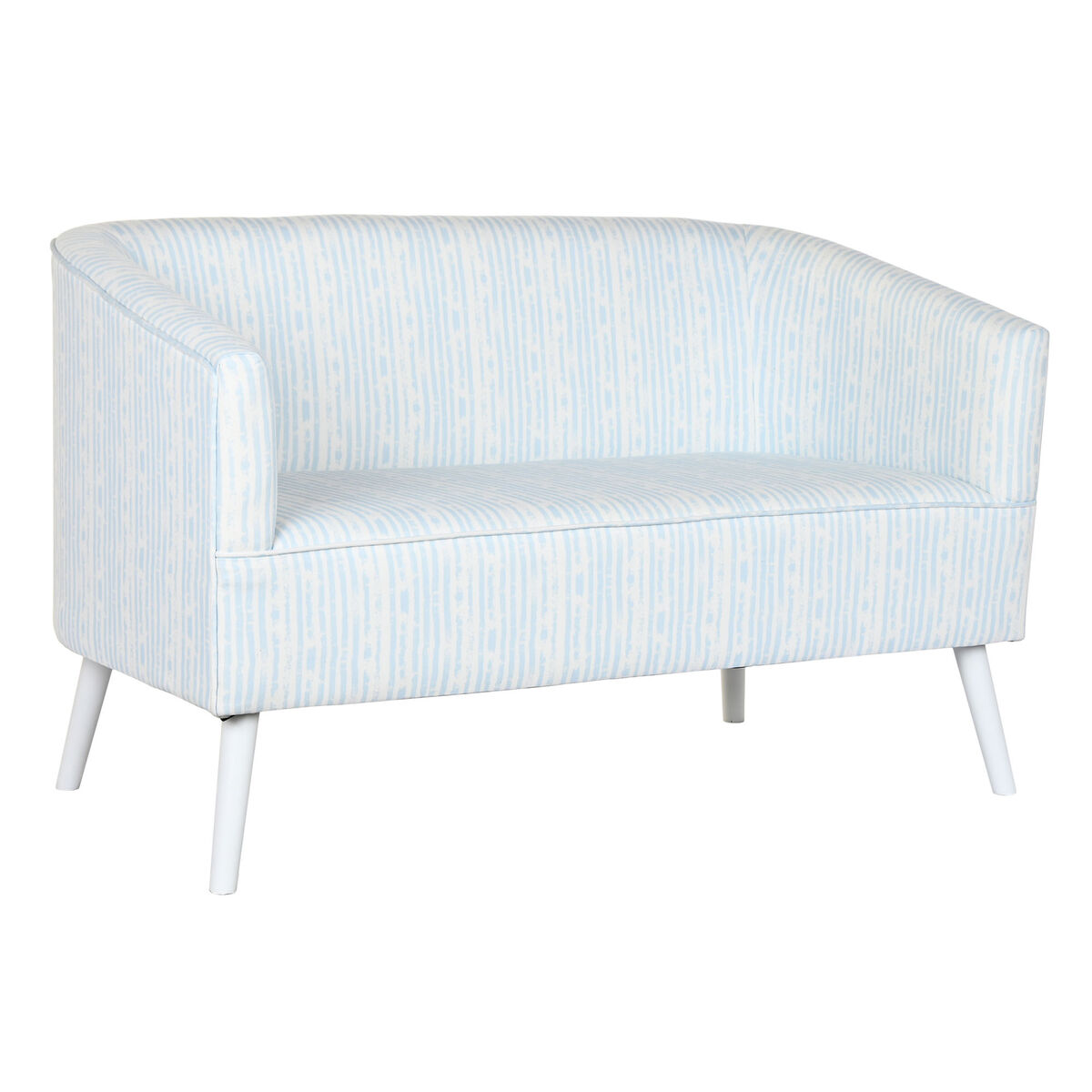 Sofa DKD Home Decor 130 x 68 x 78 cm Stripes Blue Metal White Sky blue Mediterranean