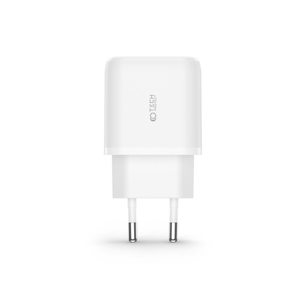 Tech-Protect C20W 2-port Network Charger PD 20W QC 3.0 + USB-C Cable White