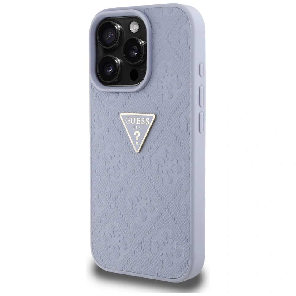 Guess Hot Stamp 4G Pattern Triangle Metal Logo Apple iPhone 16 Pro purple
