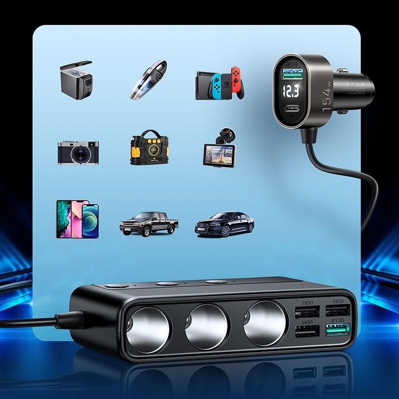 Joyroom JR-CL06 Multi-port USB Car Charger PD 154W QC 3.0 Black